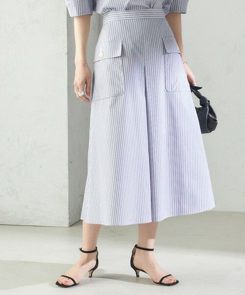 SHIPS / シップス ロング・マキシ丈スカート | 〈手洗い可能〉ストライプ フロント ポケット フレア スカート | 詳細8