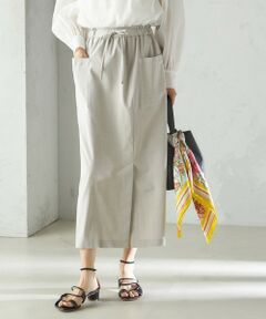 SHIPS / シップス ロング・マキシ丈スカート | 〈手洗い可能〉麻混 ストレッチ ドロスト Aライン スカート