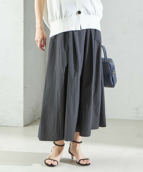 SHIPS / シップス ロング・マキシ丈スカート | 〈手洗い可能〉ライト タフタ タック フレア スカート | 詳細10