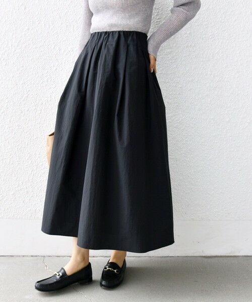 SHIPS / シップス ロング・マキシ丈スカート | 〈手洗い可能〉ライト タフタ タック フレア スカート | 詳細16