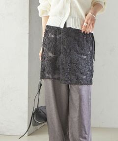 SHIPS / シップス ミニ・ひざ丈スカート | 〈手洗い可能〉フラワー 刺繍 チュール ラップ スカート