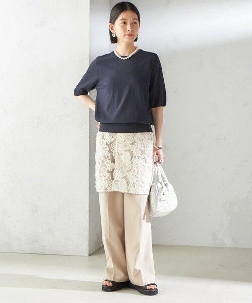 SHIPS / シップス ミニ・ひざ丈スカート | 〈手洗い可能〉フラワー 刺繍 チュール ラップ スカート | 詳細1