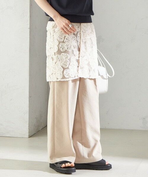 SHIPS / シップス ミニ・ひざ丈スカート | 〈手洗い可能〉フラワー 刺繍 チュール ラップ スカート | 詳細10