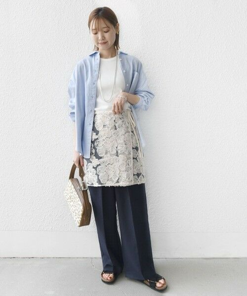 SHIPS / シップス ミニ・ひざ丈スカート | 〈手洗い可能〉フラワー 刺繍 チュール ラップ スカート | 詳細15