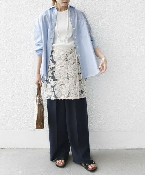 SHIPS / シップス ミニ・ひざ丈スカート | 〈手洗い可能〉フラワー 刺繍 チュール ラップ スカート | 詳細16