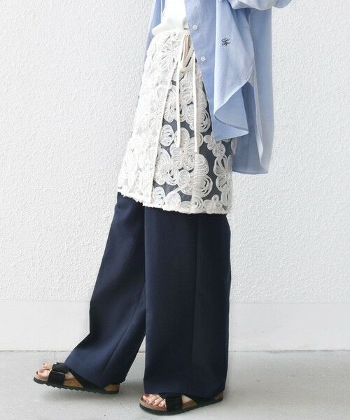 SHIPS / シップス ミニ・ひざ丈スカート | 〈手洗い可能〉フラワー 刺繍 チュール ラップ スカート | 詳細17