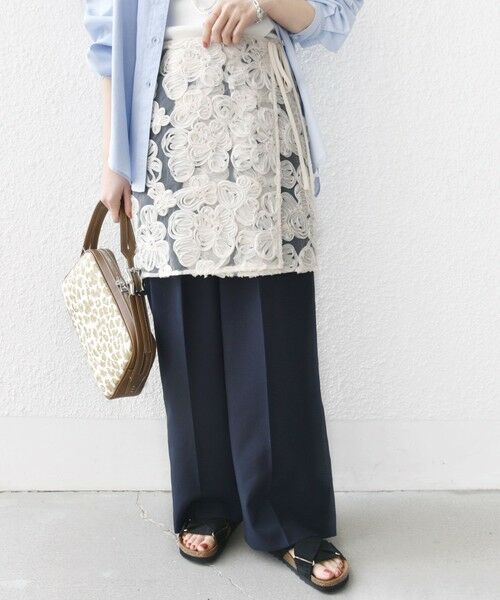 SHIPS / シップス ミニ・ひざ丈スカート | 〈手洗い可能〉フラワー 刺繍 チュール ラップ スカート | 詳細18