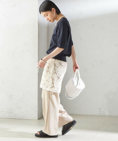 SHIPS / シップス ミニ・ひざ丈スカート | 〈手洗い可能〉フラワー 刺繍 チュール ラップ スカート | 詳細2