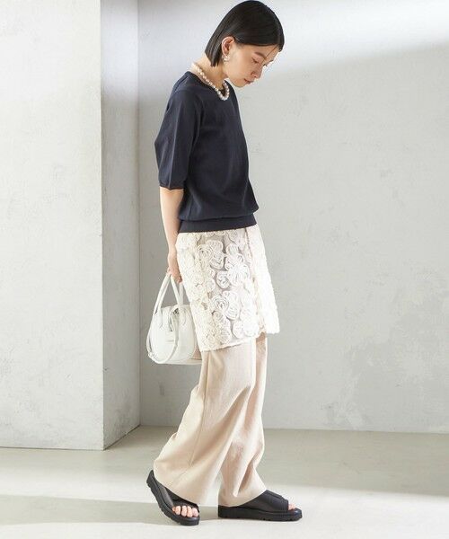 SHIPS / シップス ミニ・ひざ丈スカート | 〈手洗い可能〉フラワー 刺繍 チュール ラップ スカート | 詳細4