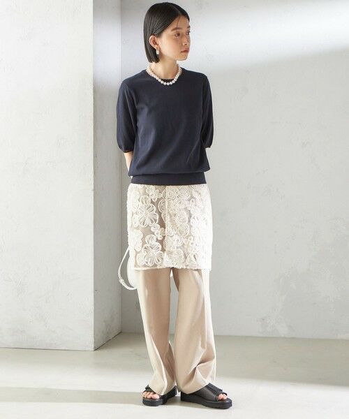 SHIPS / シップス ミニ・ひざ丈スカート | 〈手洗い可能〉フラワー 刺繍 チュール ラップ スカート | 詳細5