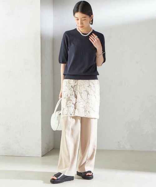 SHIPS / シップス ミニ・ひざ丈スカート | 〈手洗い可能〉フラワー 刺繍 チュール ラップ スカート | 詳細6