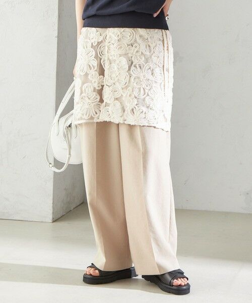 SHIPS / シップス ミニ・ひざ丈スカート | 〈手洗い可能〉フラワー 刺繍 チュール ラップ スカート | 詳細7