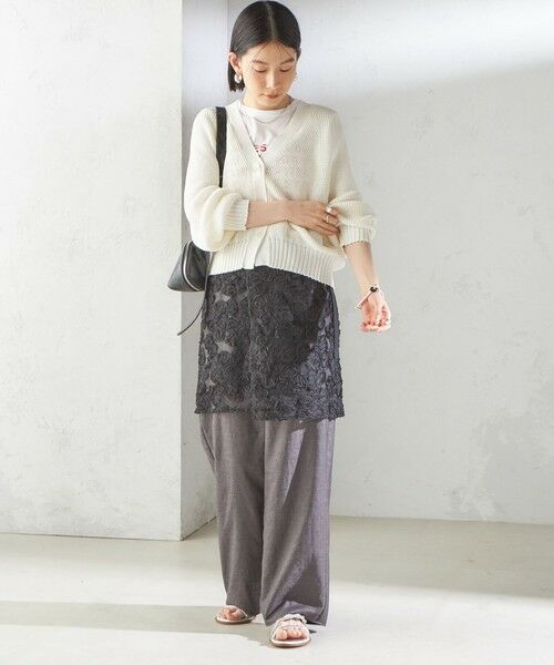 SHIPS / シップス ミニ・ひざ丈スカート | 〈手洗い可能〉フラワー 刺繍 チュール ラップ スカート | 詳細30