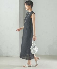 手洗い可能〉シアー スリーブ 切替 ジャージー ワンピース