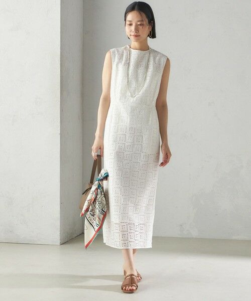 SHIPS / シップス ロング・マキシ丈ワンピース | 〈手洗い可能〉Broche スクエア レース Iライン ワンピース | 詳細1
