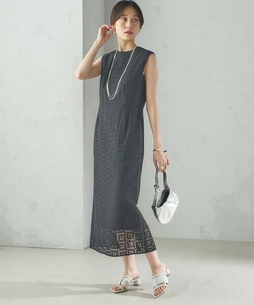 SHIPS / シップス ロング・マキシ丈ワンピース | 〈手洗い可能〉Broche スクエア レース Iライン ワンピース | 詳細18