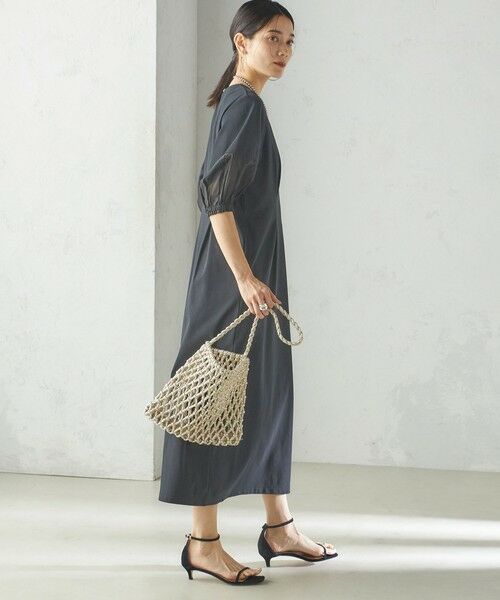 SHIPS / シップス ロング・マキシ丈ワンピース | 〈手洗い可能〉シアー スリーブ 切替 ジャージー ワンピース | 詳細4