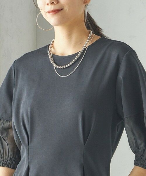 SHIPS / シップス ロング・マキシ丈ワンピース | 〈手洗い可能〉シアー スリーブ 切替 ジャージー ワンピース | 詳細6