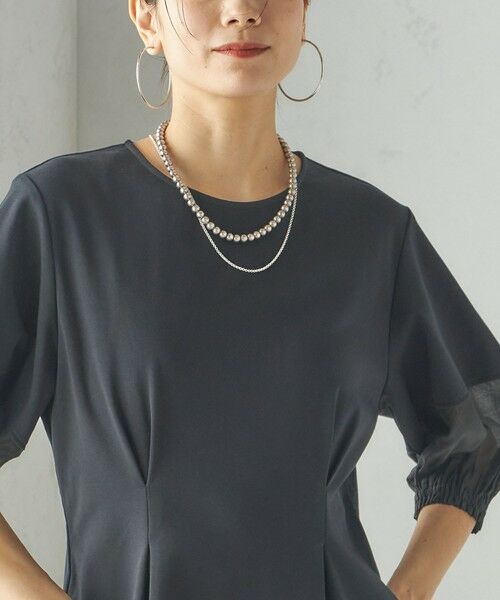 SHIPS / シップス ロング・マキシ丈ワンピース | 〈手洗い可能〉シアー スリーブ 切替 ジャージー ワンピース | 詳細7