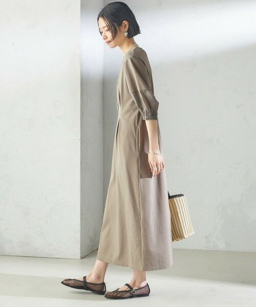 SHIPS / シップス ロング・マキシ丈ワンピース | 〈手洗い可能〉シアー スリーブ 切替 ジャージー ワンピース | 詳細12