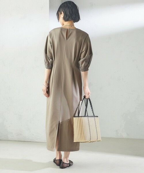 SHIPS / シップス ロング・マキシ丈ワンピース | 〈手洗い可能〉シアー スリーブ 切替 ジャージー ワンピース | 詳細13