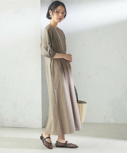 SHIPS / シップス ロング・マキシ丈ワンピース | 〈手洗い可能〉シアー スリーブ 切替 ジャージー ワンピース | 詳細14