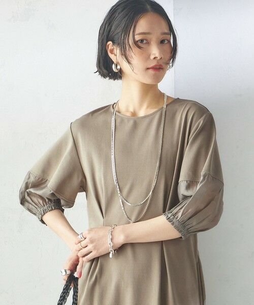 SHIPS / シップス ロング・マキシ丈ワンピース | 〈手洗い可能〉シアー スリーブ 切替 ジャージー ワンピース | 詳細17