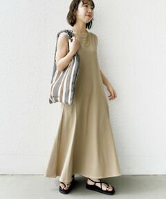 SHIPS / シップス ロング・マキシ丈ワンピース | 〈洗濯機可能〉ローラバイオ バック リボン フレア ジャージー ワンピース