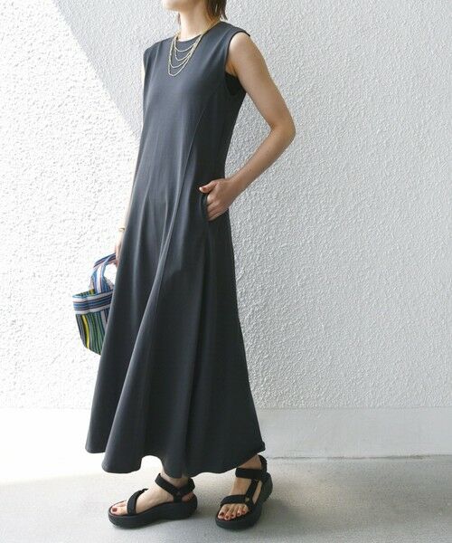 SHIPS / シップス ロング・マキシ丈ワンピース | 〈洗濯機可能〉ローラバイオ バック リボン フレア ジャージー ワンピース | 詳細11