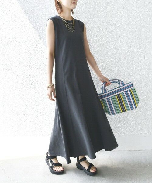 SHIPS / シップス ロング・マキシ丈ワンピース | 〈洗濯機可能〉ローラバイオ バック リボン フレア ジャージー ワンピース | 詳細14