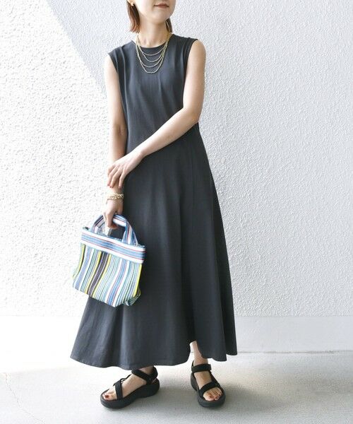 SHIPS / シップス ロング・マキシ丈ワンピース | 〈洗濯機可能〉ローラバイオ バック リボン フレア ジャージー ワンピース | 詳細15
