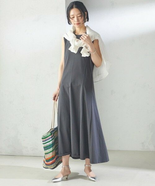 SHIPS / シップス ロング・マキシ丈ワンピース | 〈洗濯機可能〉ローラバイオ バック リボン フレア ジャージー ワンピース | 詳細2