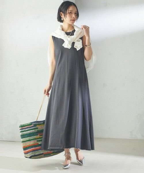 SHIPS / シップス ロング・マキシ丈ワンピース | 〈洗濯機可能〉ローラバイオ バック リボン フレア ジャージー ワンピース | 詳細8