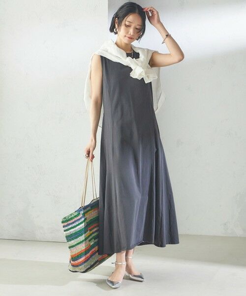 SHIPS / シップス ロング・マキシ丈ワンピース | 〈洗濯機可能〉ローラバイオ バック リボン フレア ジャージー ワンピース | 詳細9