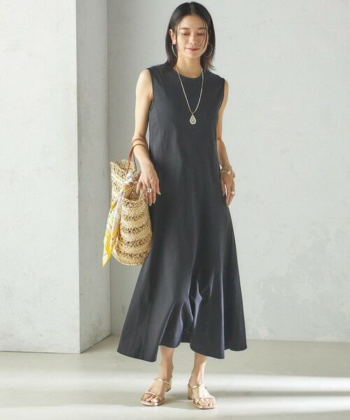 SHIPS / シップス ロング・マキシ丈ワンピース | 〈洗濯機可能〉ローラバイオ バック リボン フレア ジャージー ワンピース | 詳細27