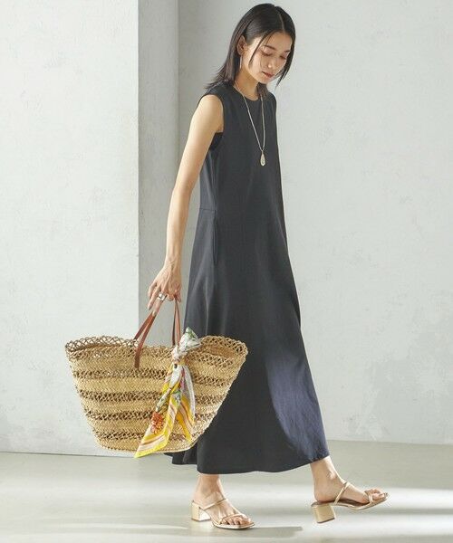 SHIPS / シップス ロング・マキシ丈ワンピース | 〈洗濯機可能〉ローラバイオ バック リボン フレア ジャージー ワンピース | 詳細30