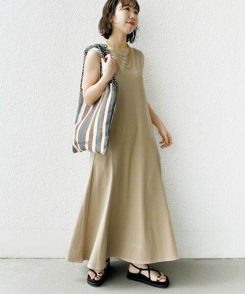 SHIPS for women/シップスウィメン 《予約》〈洗濯機可能〉ローラバイオ バック リボン フレア ジャージー ワンピース ベージュ ONE SIZE SHIPS for women/シップスウィメン 《予約》〈洗濯機可能〉ローラバイオ バック リボン フレア ジャージー ワンピース ベージュ ONE SIZE