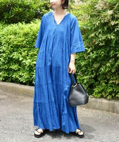 カラーレスシャツワンピース (ロング・マキシ丈ワンピース カラーレスシャツワンピース (ロング・マキシ丈ワンピース