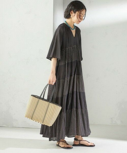 SHIPS / シップス ロング・マキシ丈ワンピース | 〈手洗い可能〉Fanaka:クリンクル 袖 フレア ロング ワンピース | 詳細15