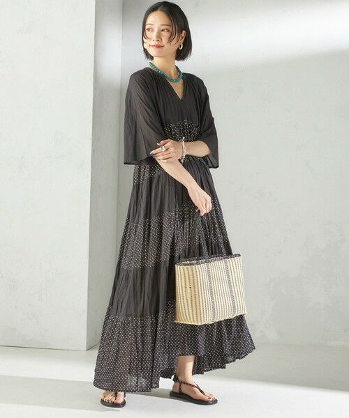 SHIPS / シップス ロング・マキシ丈ワンピース | 〈手洗い可能〉Fanaka:クリンクル 袖 フレア ロング ワンピース | 詳細16