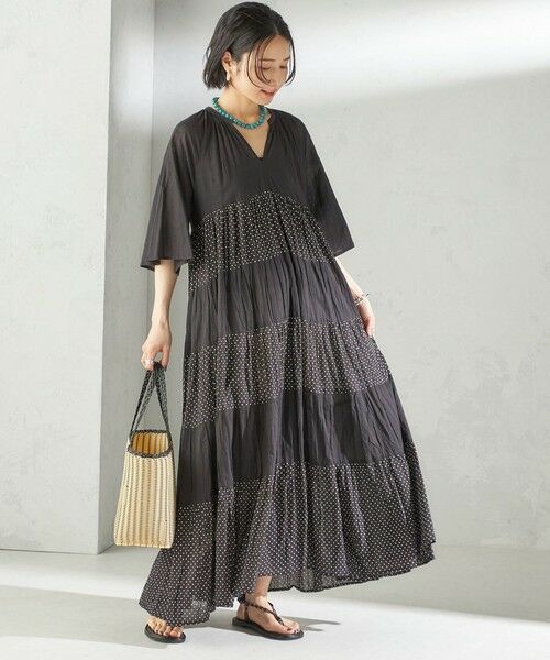 SHIPS / シップス ロング・マキシ丈ワンピース | 〈手洗い可能〉Fanaka:クリンクル 袖 フレア ロング ワンピース | 詳細17