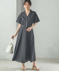 SHIPS / シップス ロング・マキシ丈ワンピース | 〈手洗い可能〉フロント ボタン 半袖 シャツ ワンピース