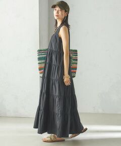 SHIPS / シップス ロング・マキシ丈ワンピース | 〈手洗い可能〉Fanaka:ポプリン ティアード ロング ワンピース