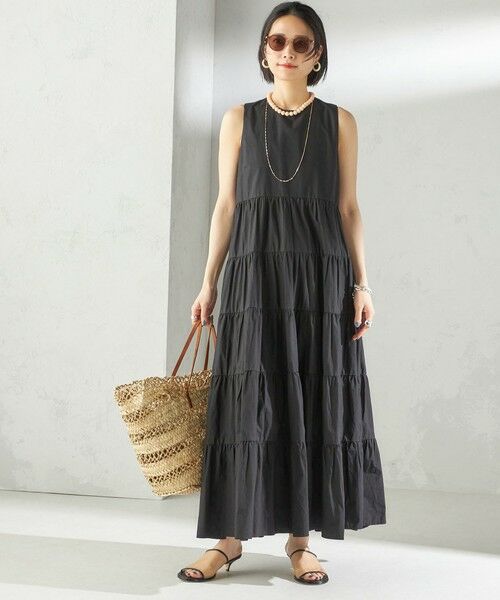 SHIPS / シップス ロング・マキシ丈ワンピース | 〈手洗い可能〉Fanaka:ポプリン ティアード ロング ワンピース | 詳細10