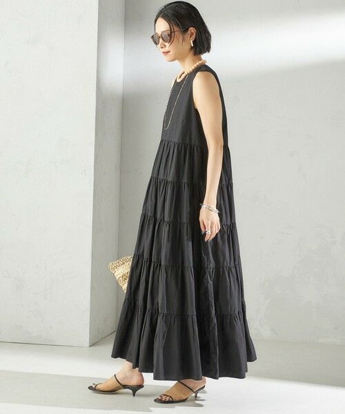 SHIPS / シップス ロング・マキシ丈ワンピース | 〈手洗い可能〉Fanaka:ポプリン ティアード ロング ワンピース | 詳細11