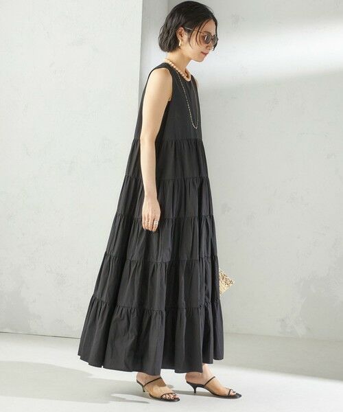 SHIPS / シップス ロング・マキシ丈ワンピース | 〈手洗い可能〉Fanaka:ポプリン ティアード ロング ワンピース | 詳細14
