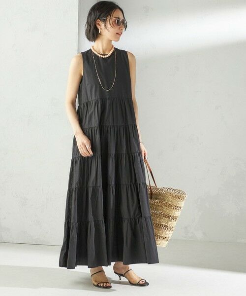 SHIPS / シップス ロング・マキシ丈ワンピース | 〈手洗い可能〉Fanaka:ポプリン ティアード ロング ワンピース | 詳細15