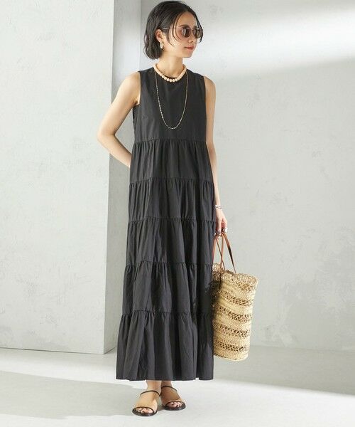 SHIPS / シップス ロング・マキシ丈ワンピース | 〈手洗い可能〉Fanaka:ポプリン ティアード ロング ワンピース | 詳細16