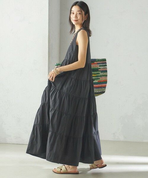 SHIPS / シップス ロング・マキシ丈ワンピース | 〈手洗い可能〉Fanaka:ポプリン ティアード ロング ワンピース | 詳細2