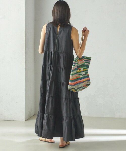 SHIPS / シップス ロング・マキシ丈ワンピース | 〈手洗い可能〉Fanaka:ポプリン ティアード ロング ワンピース | 詳細3